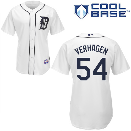 Drew VerHagen #54 MLB Jersey-Detroit Tigers Men's Authentic Home White Cool Base Baseball Jersey